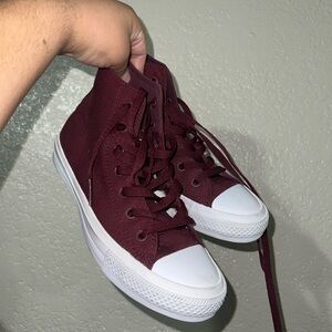 Converse Burgundy High Tops Women Size 8